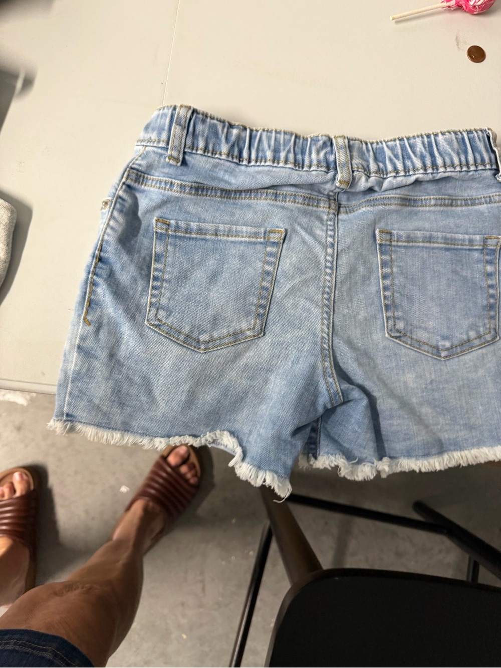 Light Wash Denim Fray Hem girls Shorts large 10–12 cat and jack nwot - Picture 2 of 3